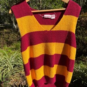 Vintage Red and Yellow Striped Knit Vest
